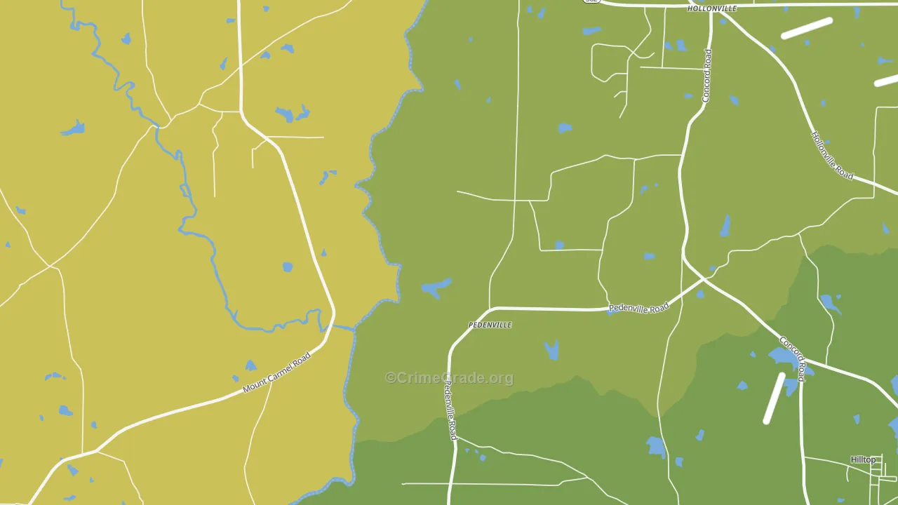 Pedenville, GA Map of Robbery Rates
