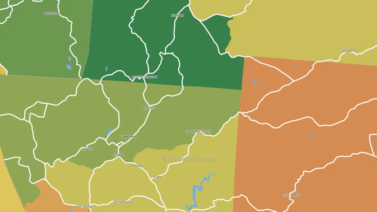 Pedro, OH Map of Robbery Rates