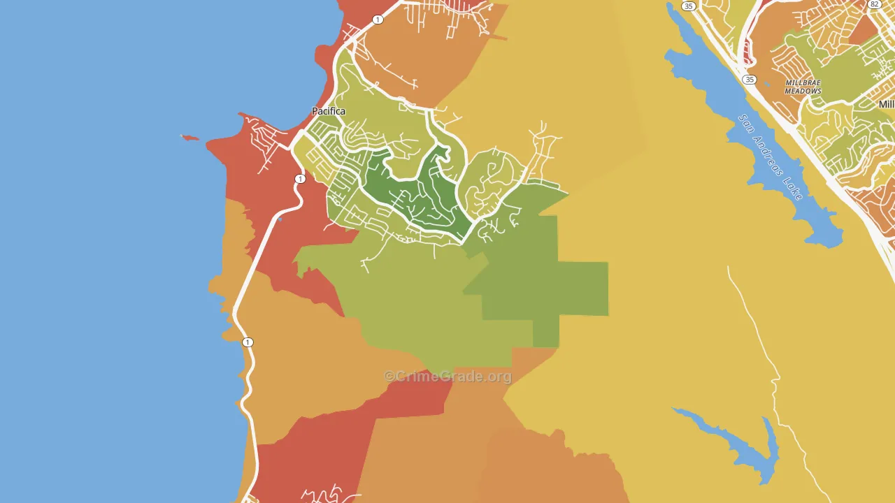 Pedro Valley, CA Map of Robbery Rates