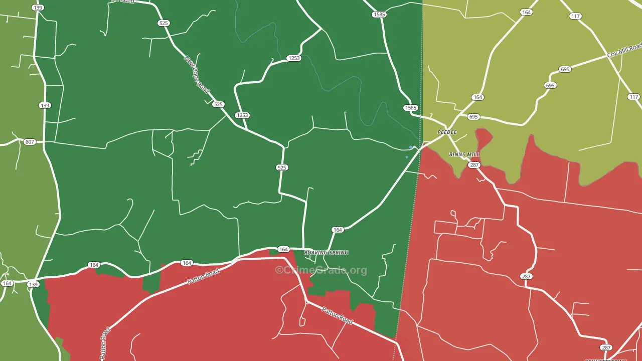 Peedee, KY Map of Robbery Rates