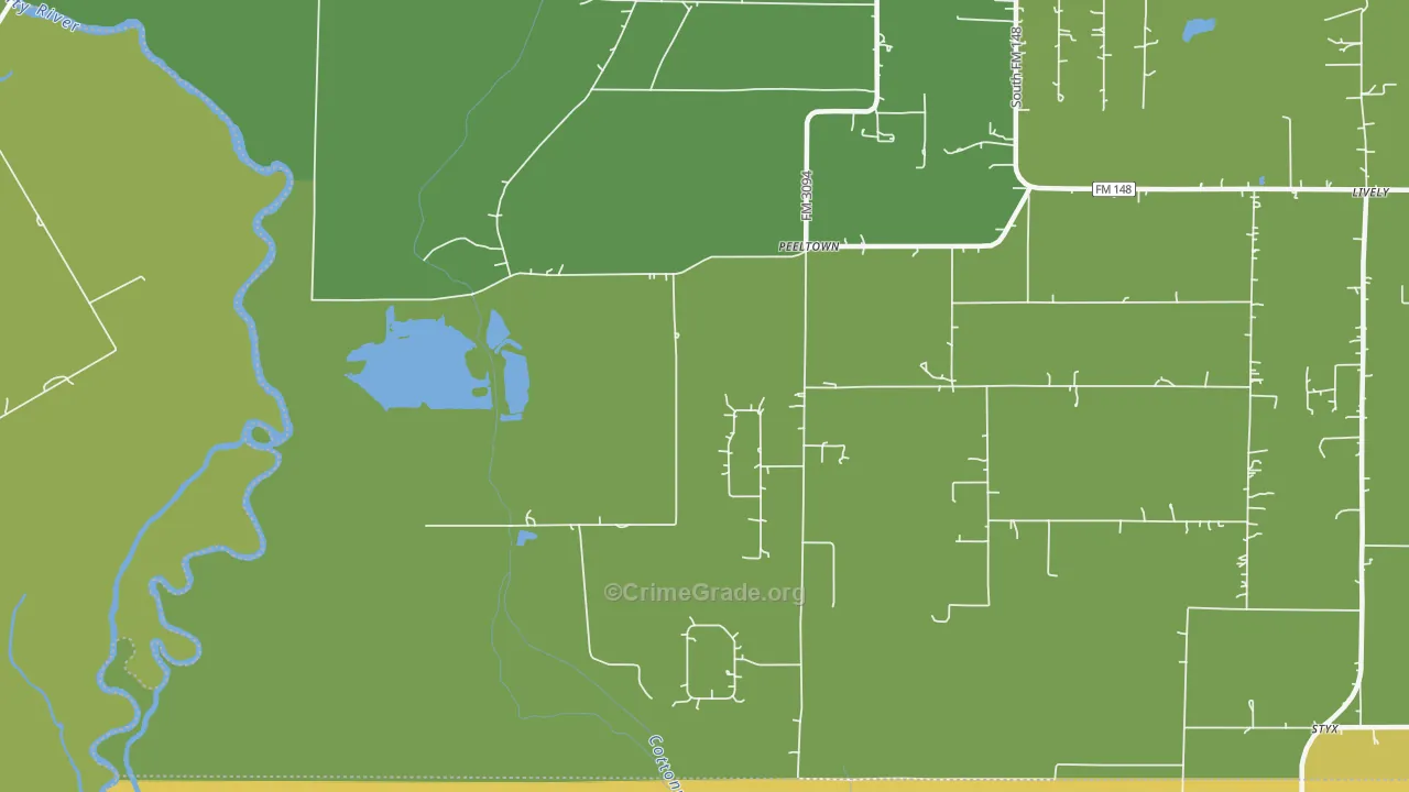 Peeltown, TX Map of Robbery Rates