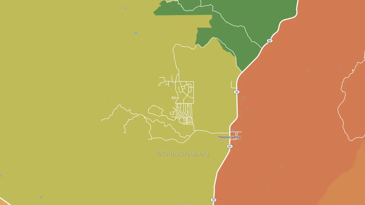 Peeples Valley, AZ Map of Robbery Rates