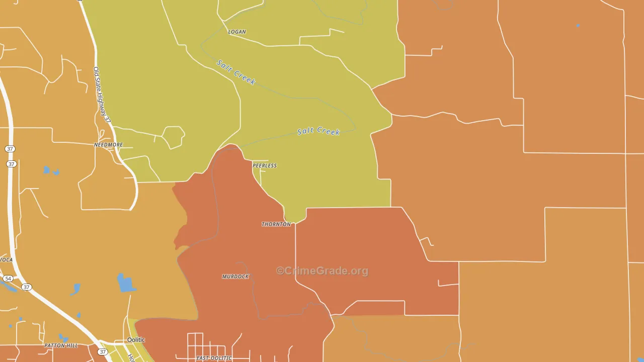 Peerless, IN Map of Robbery Rates