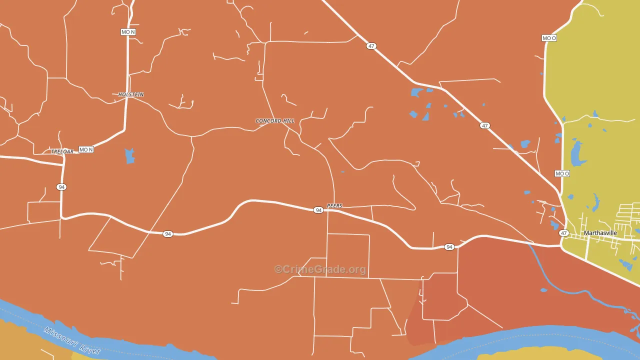 Peers, MO Map of Robbery Rates