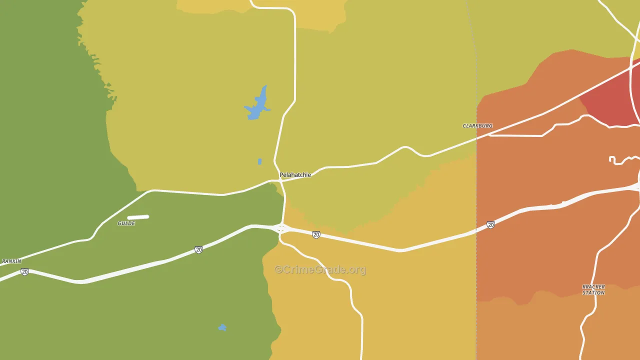 Pelahatchie, MS Map of Robbery Rates