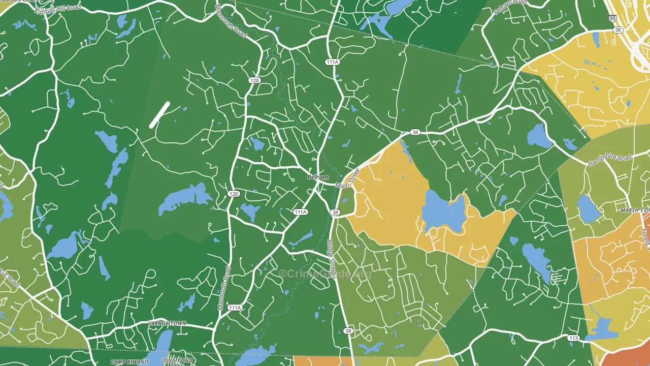 Pelham, NH Map of Robbery Rates