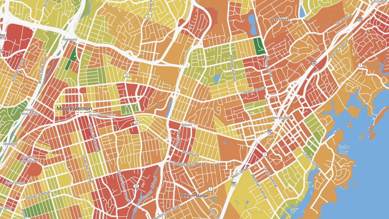 Pelham, NY Map of Robbery Rates