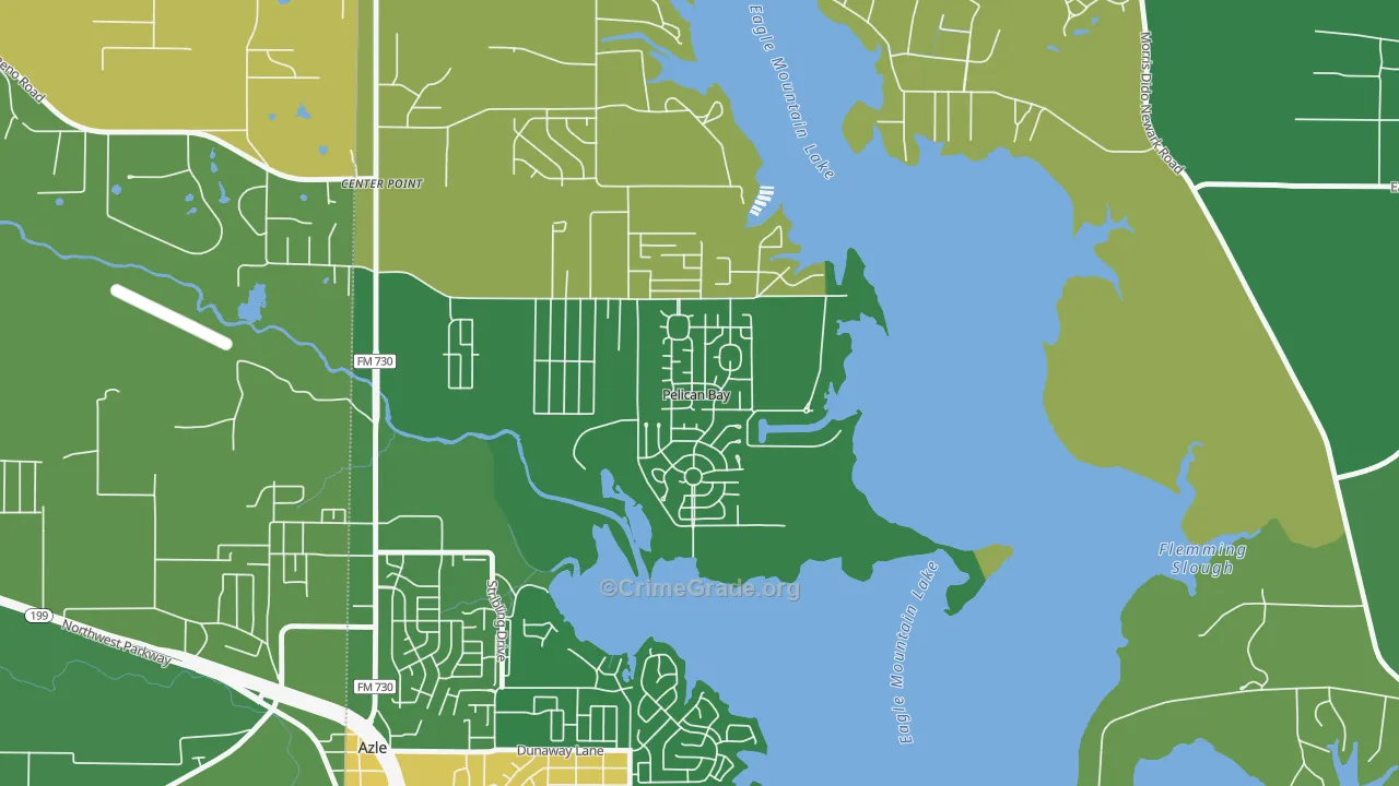 Pelican Bay, TX Map of Robbery Rates