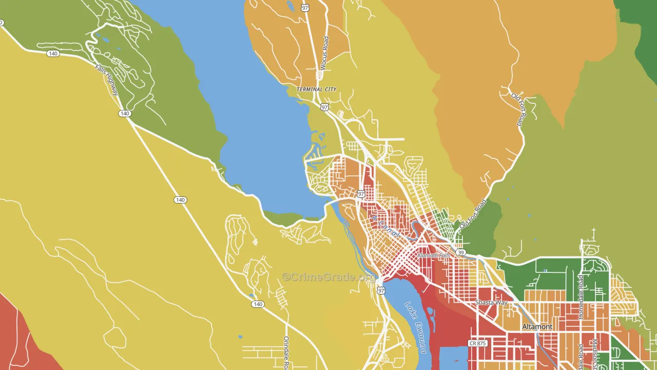 Pelican City, OR Map of Robbery Rates