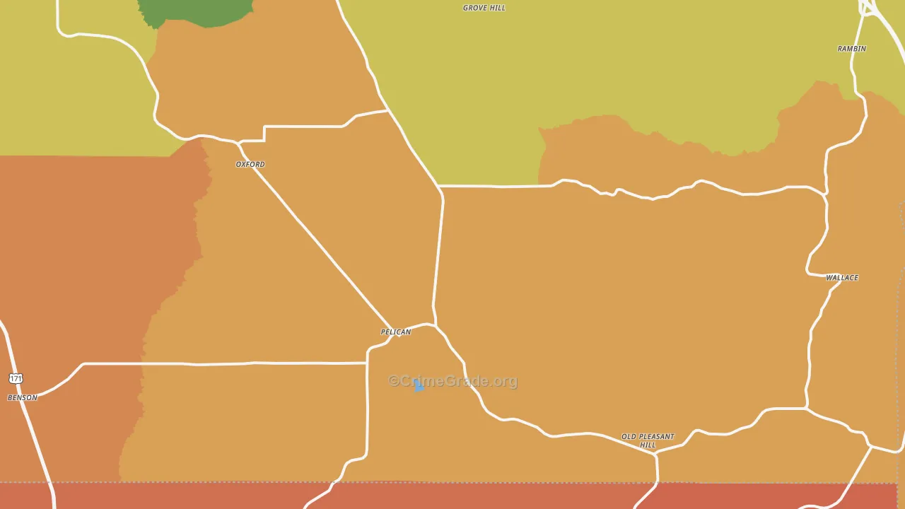 Pelican, LA Map of Robbery Rates