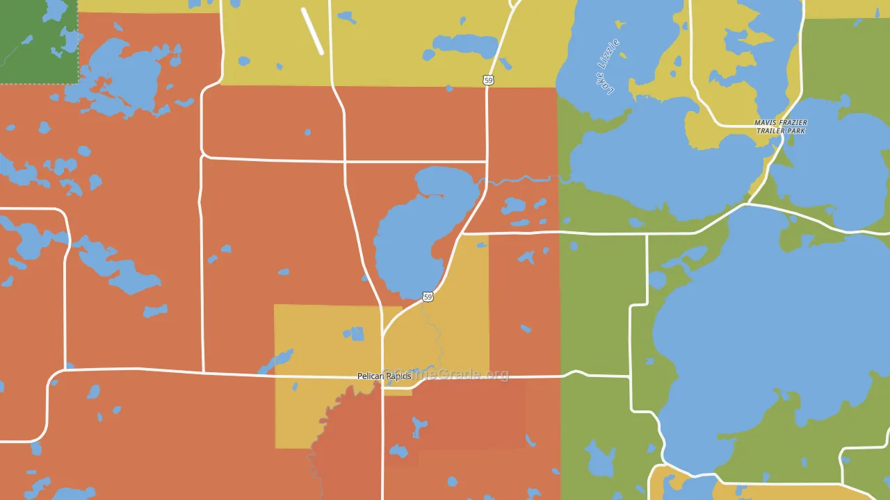 Pelican Rapids, MN Map of Robbery Rates