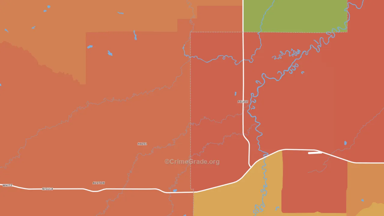 Pelkie, MI Map of Robbery Rates
