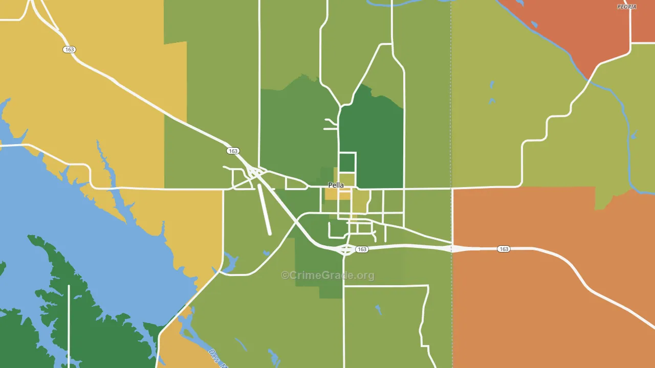 Pella, IA Map of Robbery Rates