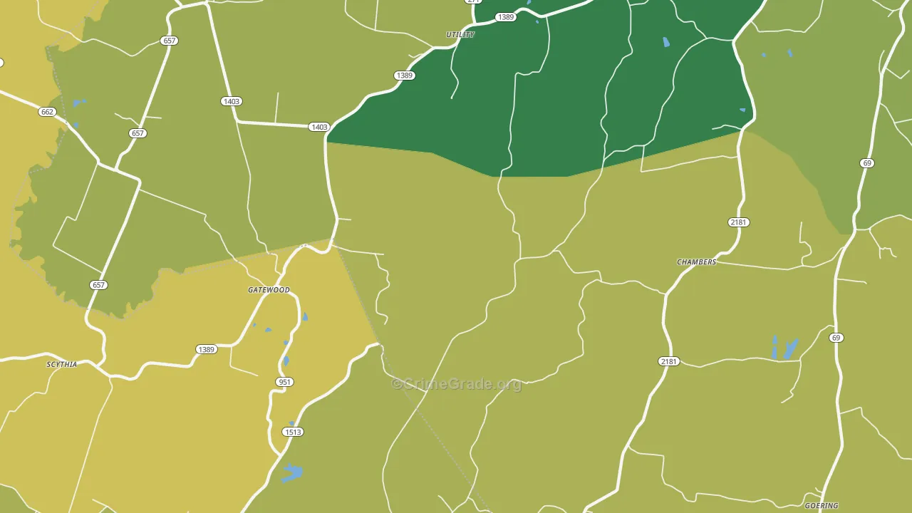 Pellville, KY Map of Robbery Rates