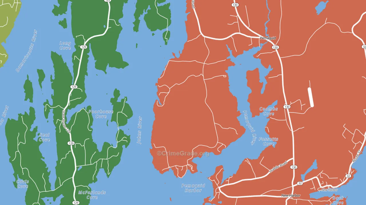 Pemaquid Harbor, ME Map of Robbery Rates