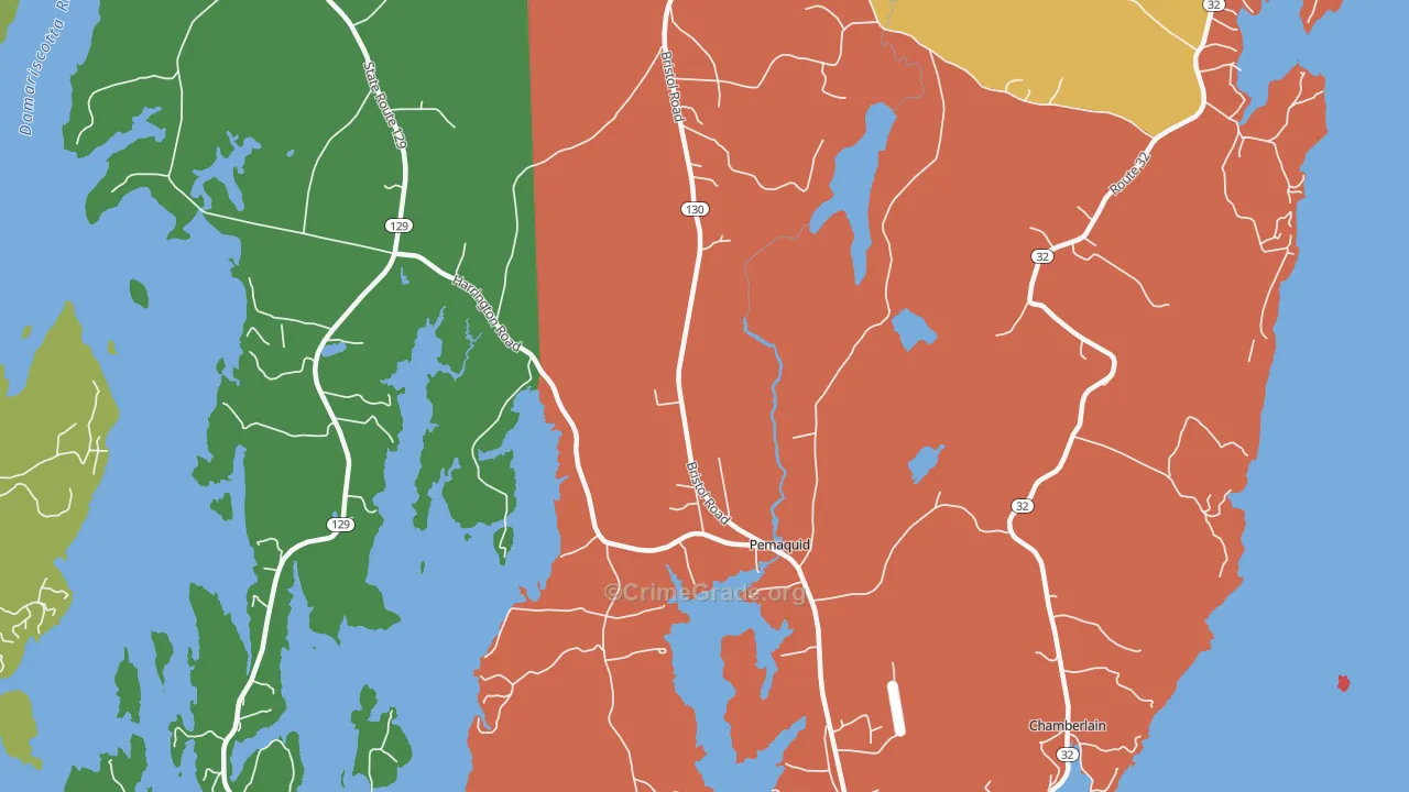 Pemaquid, ME Map of Robbery Rates