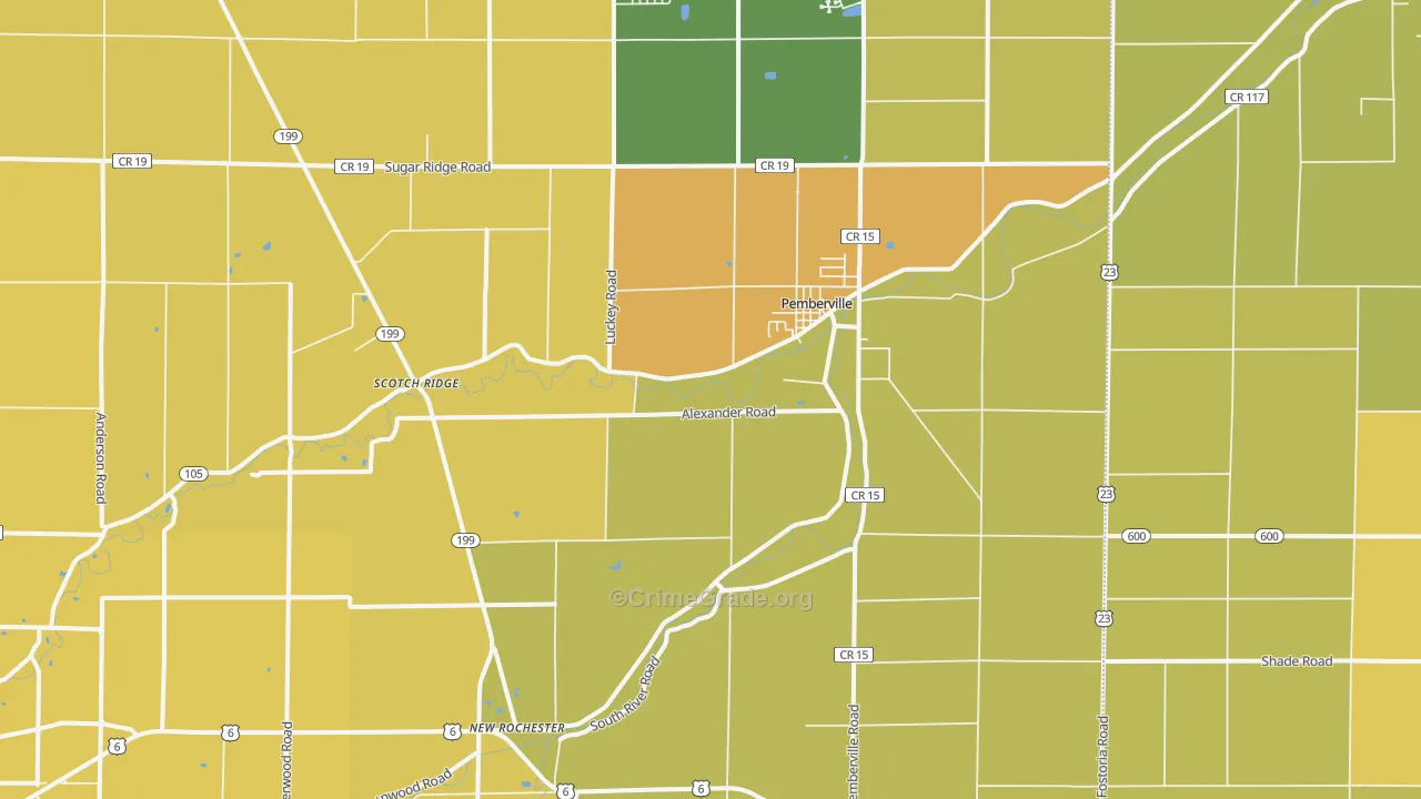 Pemberville, OH Map of Robbery Rates