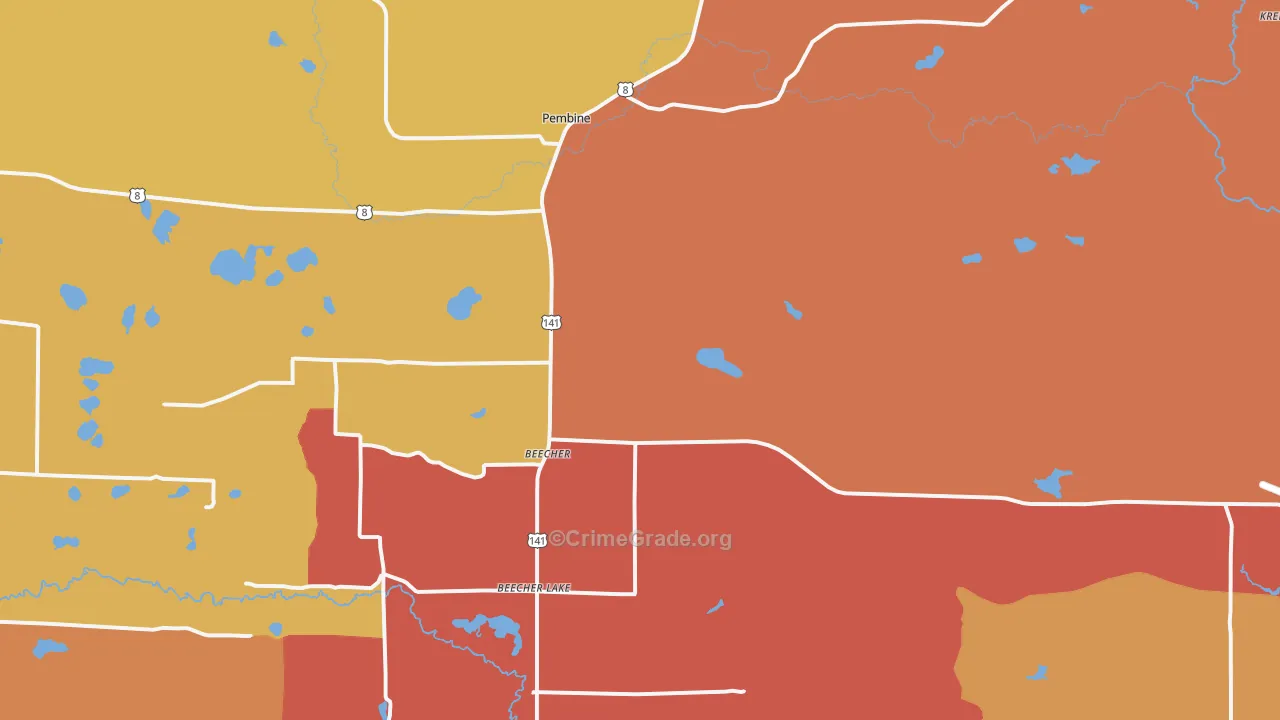 Pembine, WI Map of Robbery Rates
