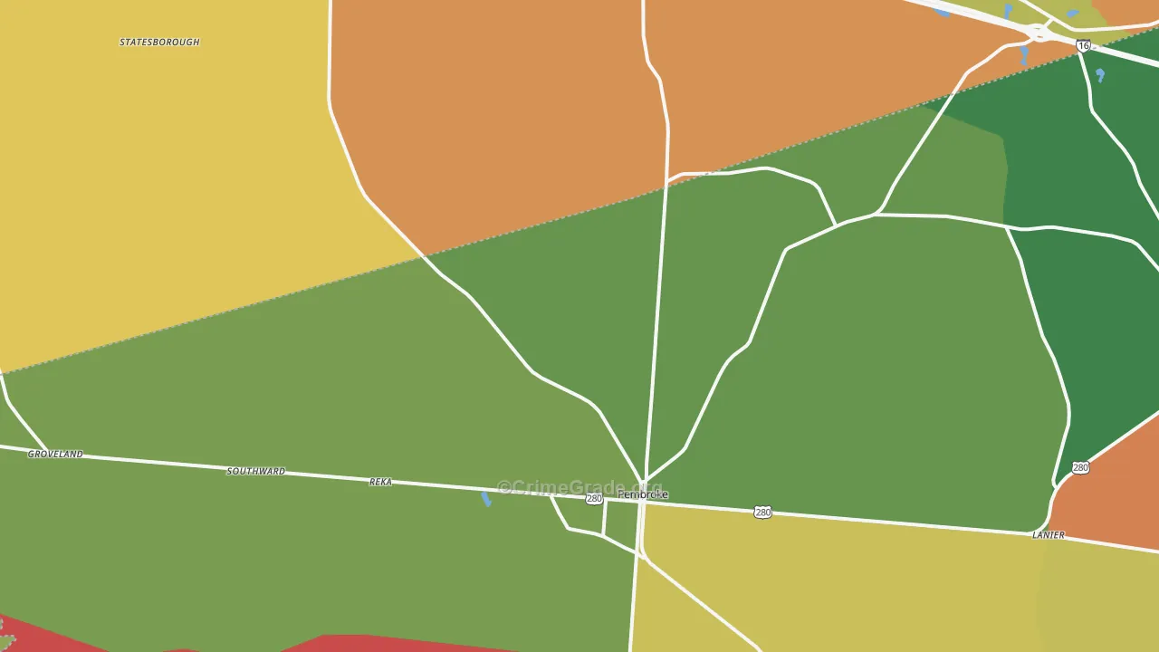 Pembroke, GA Map of Robbery Rates