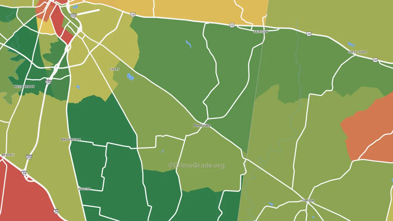 Pembroke, KY Map of Robbery Rates