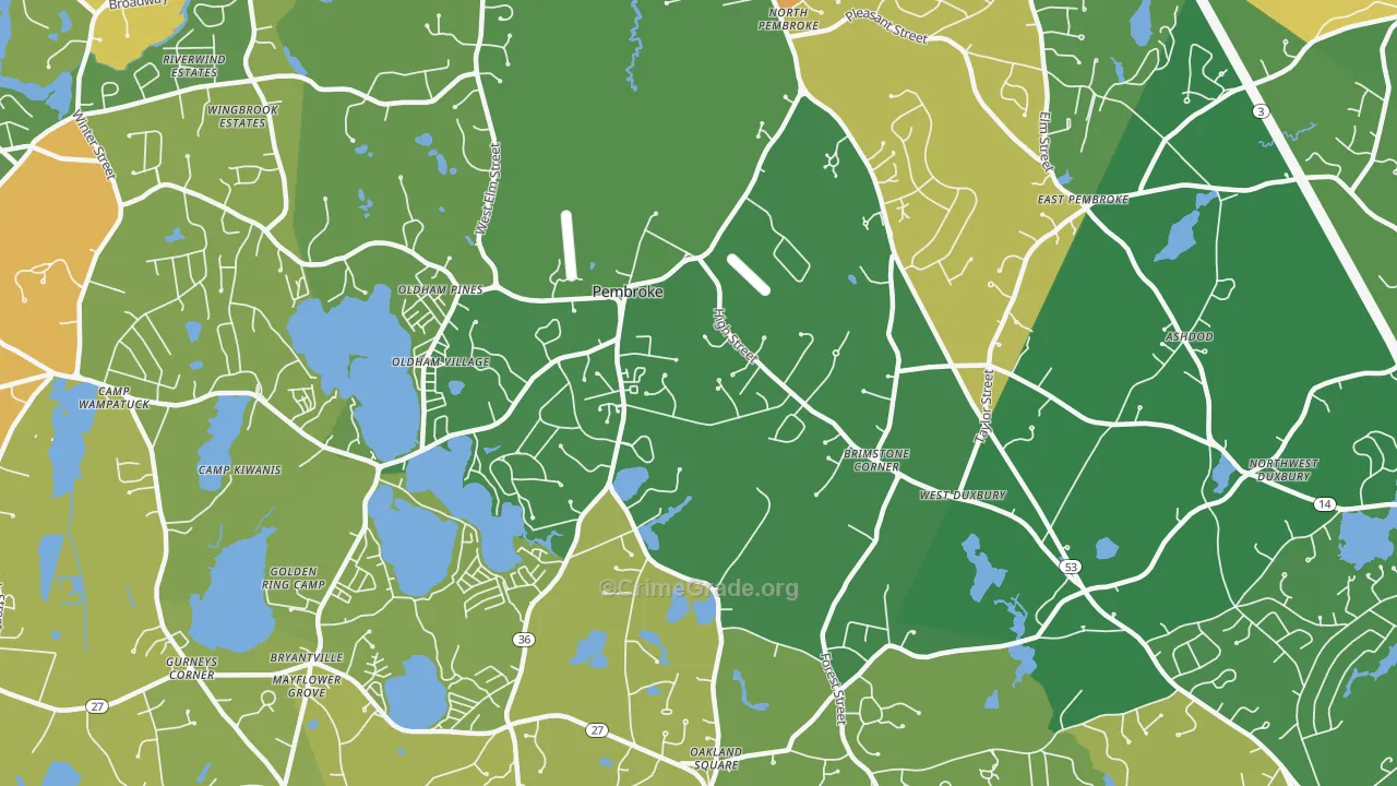 Pembroke, MA Map of Robbery Rates
