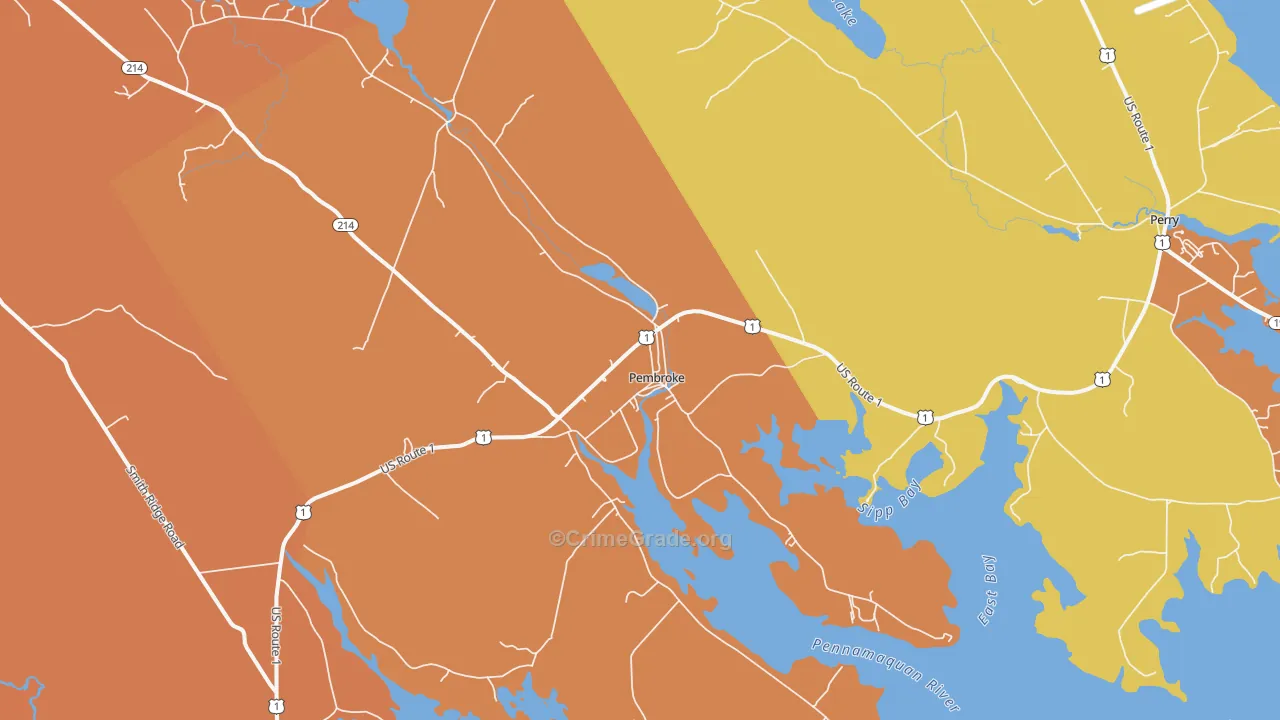 Pembroke, ME Map of Robbery Rates