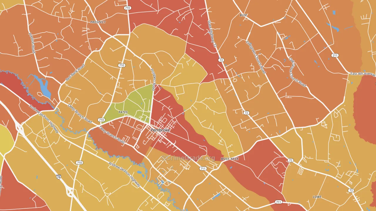Pembroke, NC Map of Robbery Rates