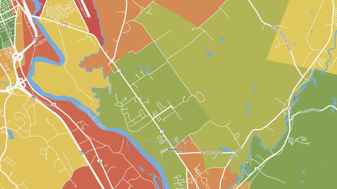 Pembroke, NH Map of Robbery Rates