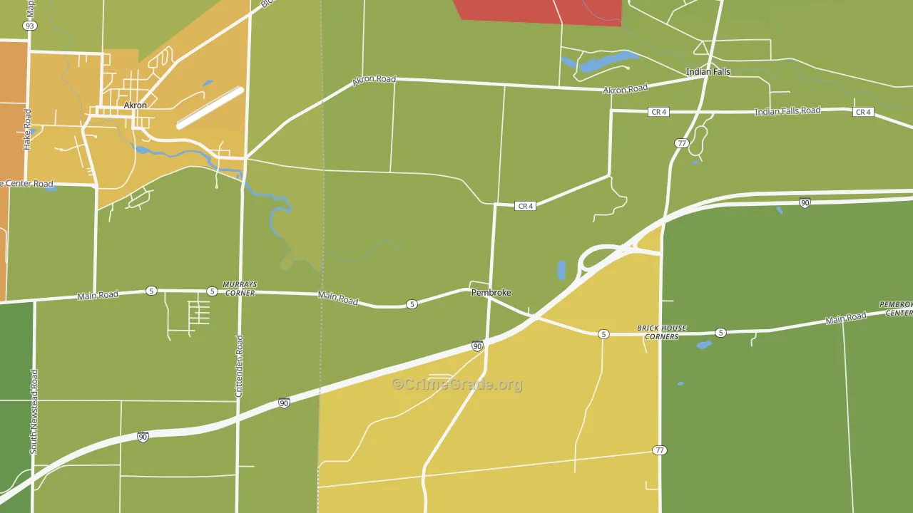 Pembroke, NY Map of Robbery Rates