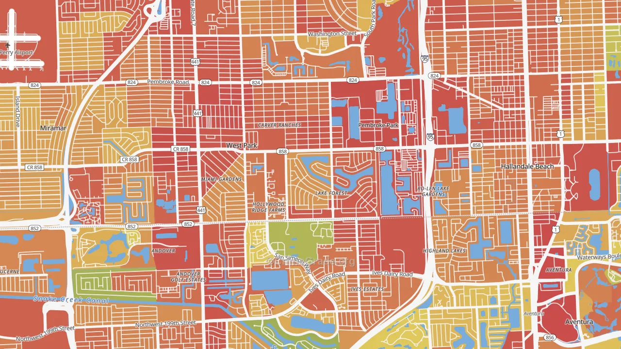 Pembroke Park, FL Map of Robbery Rates