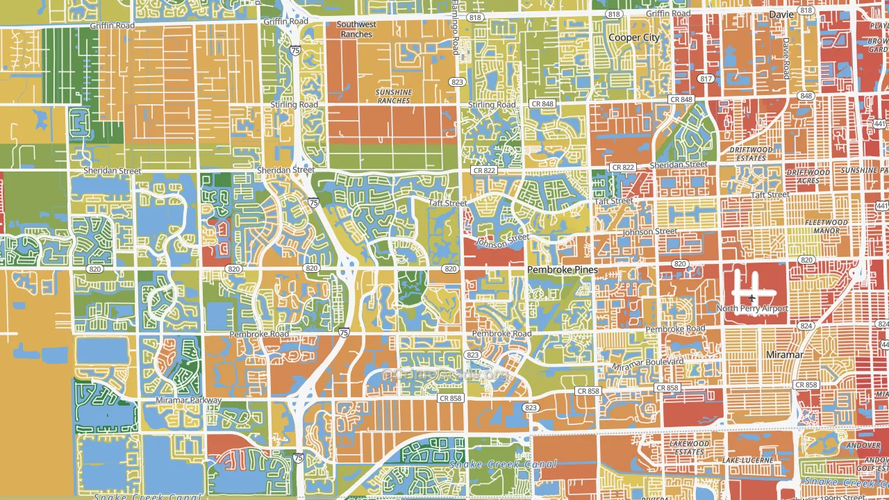 Pembroke Pines, FL Map of Robbery Rates