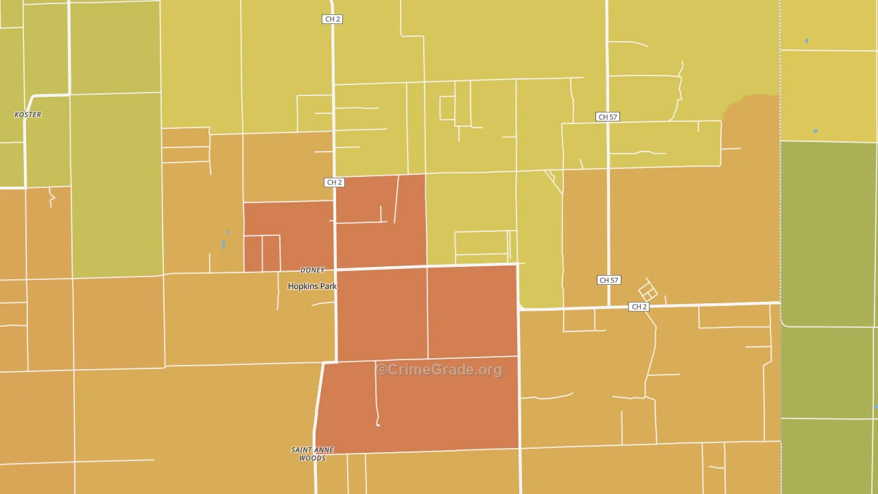 Pembroke Township, IL Map of Robbery Rates