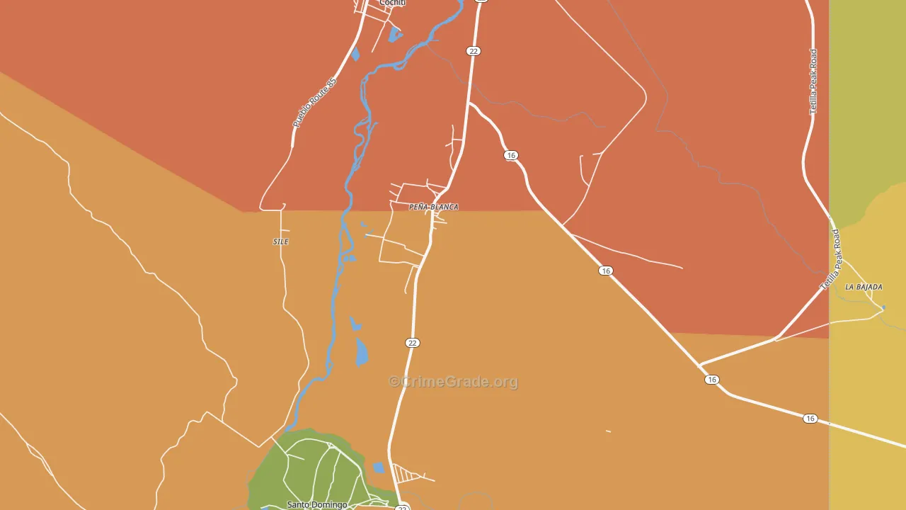 Pena Blanca, NM Map of Robbery Rates