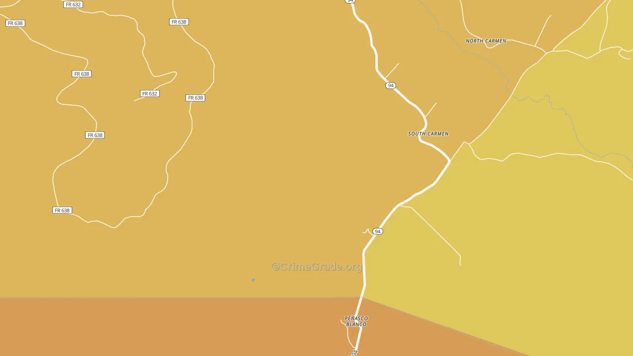 Penasco Blanco, NM Map of Robbery Rates