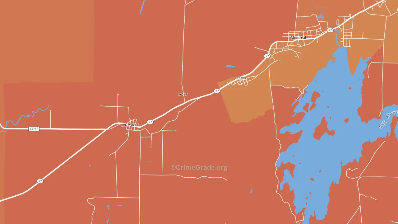 Pence, WI Map of Robbery Rates