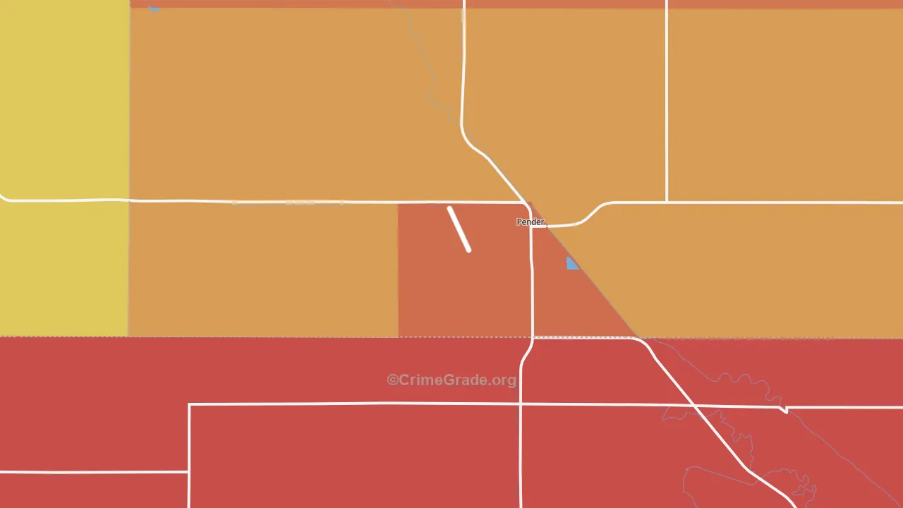 Pender, NE Map of Robbery Rates