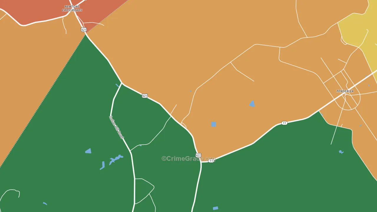 Penderlea, NC Map of Robbery Rates