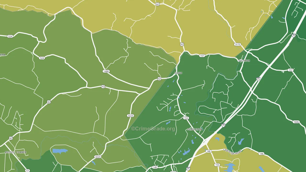 Pendleton, KY Map of Robbery Rates