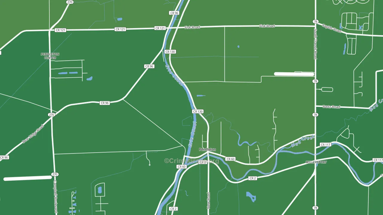 Pendleton, NY Map of Robbery Rates