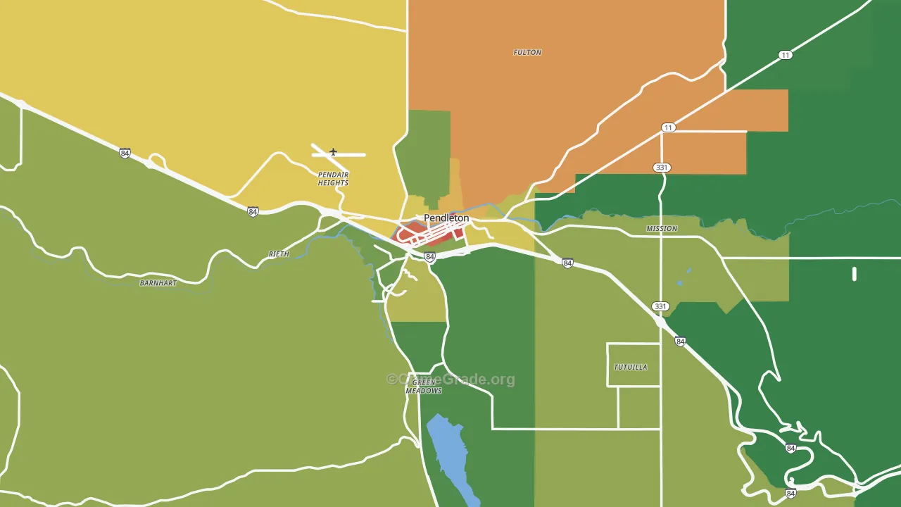 Pendleton, OR Map of Robbery Rates