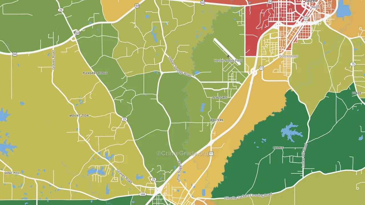 Pendorff, MS Map of Robbery Rates