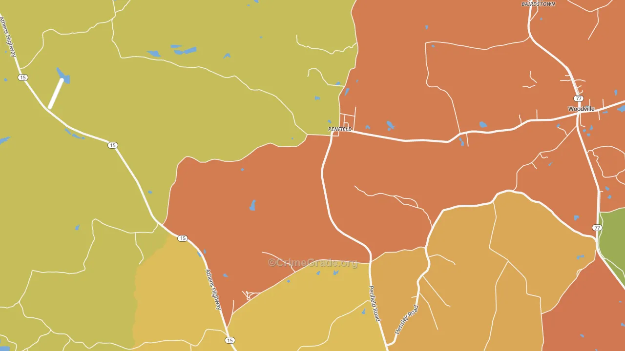 Penfield, GA Map of Robbery Rates