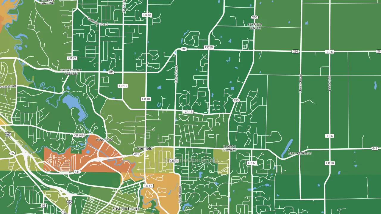 Penfield, NY Map of Robbery Rates