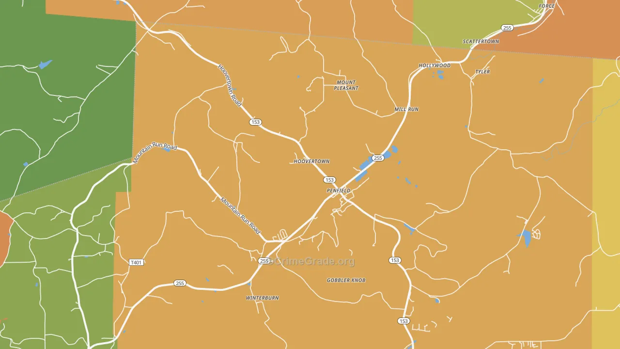Penfield, PA Map of Robbery Rates