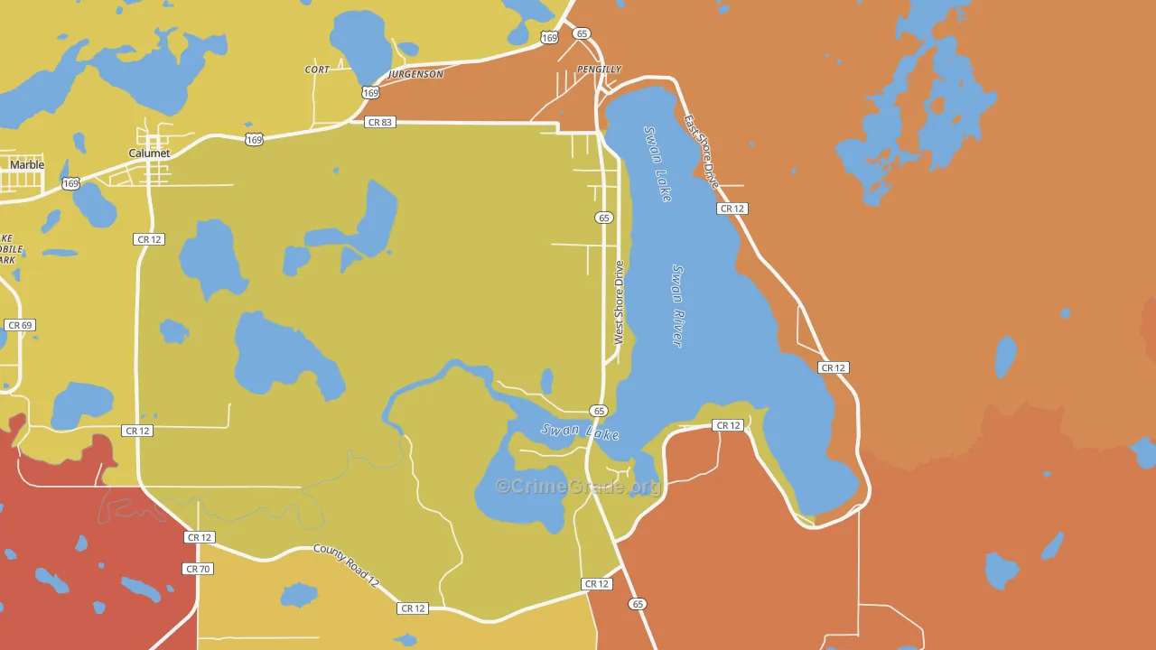 Pengilly, MN Map of Robbery Rates