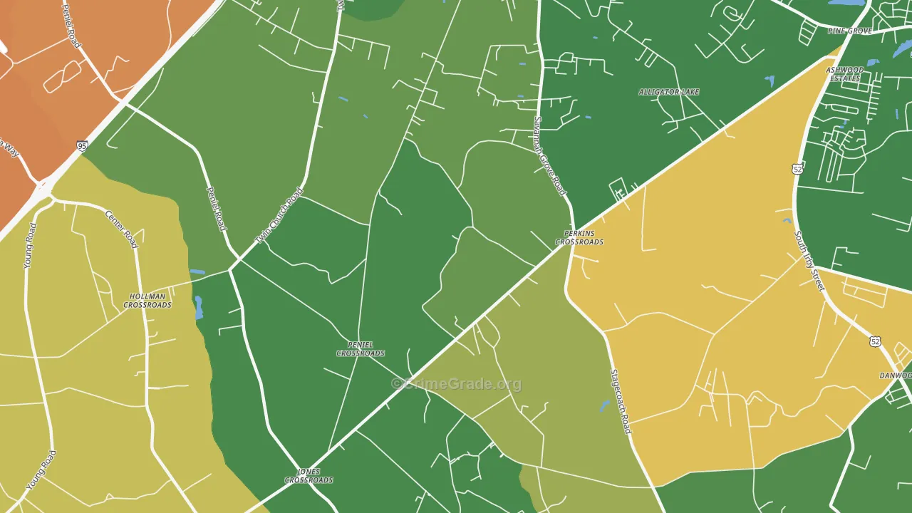 Peniel Crossroads, SC Map of Robbery Rates