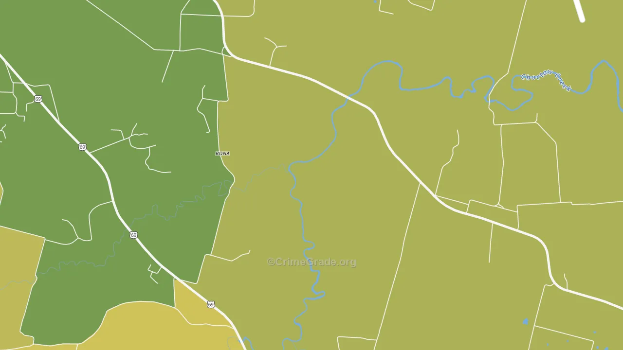 Penland, TX Map of Robbery Rates
