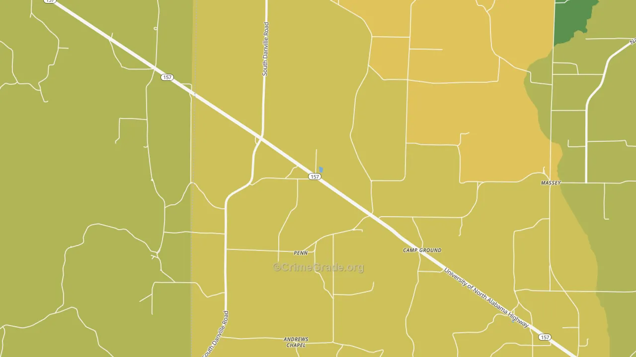 Penn, AL Map of Robbery Rates
