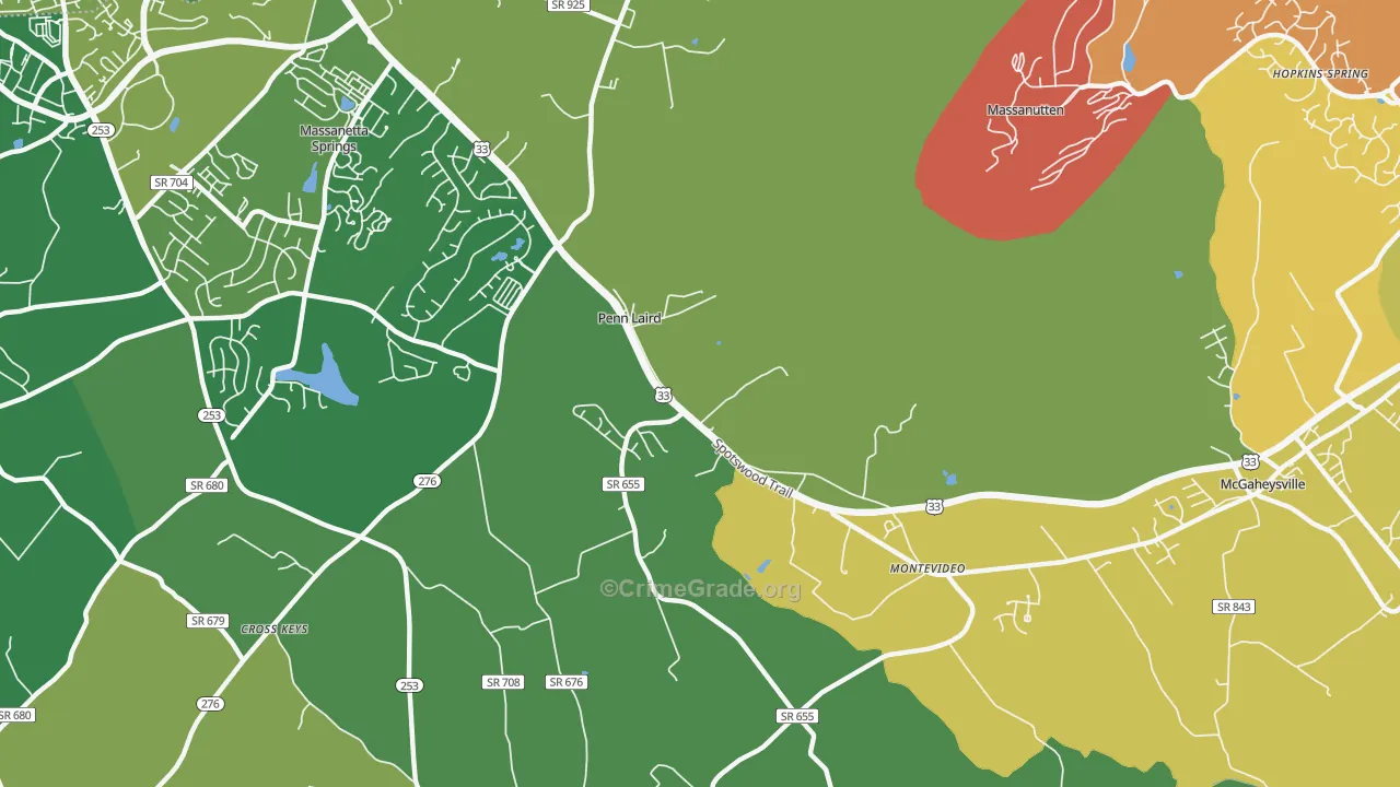 Penn Laird, VA Map of Robbery Rates