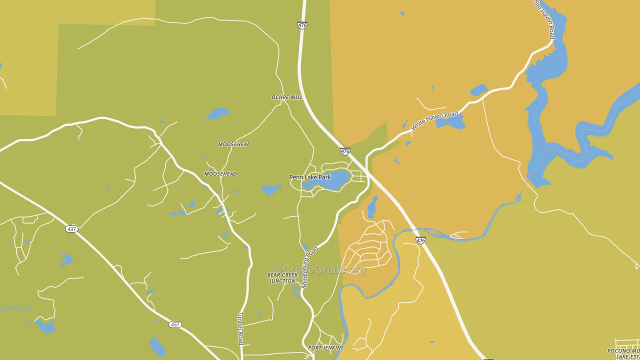Penn Lake Park, PA Map of Robbery Rates
